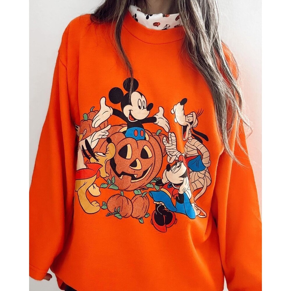 Disney Orange Halloween Crew Neck Sweater